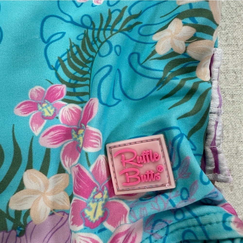 Ruffle Butts Floral Long Sleeve Kids 1 Piece Swimwear Sz 3T - Picture 2 of 7